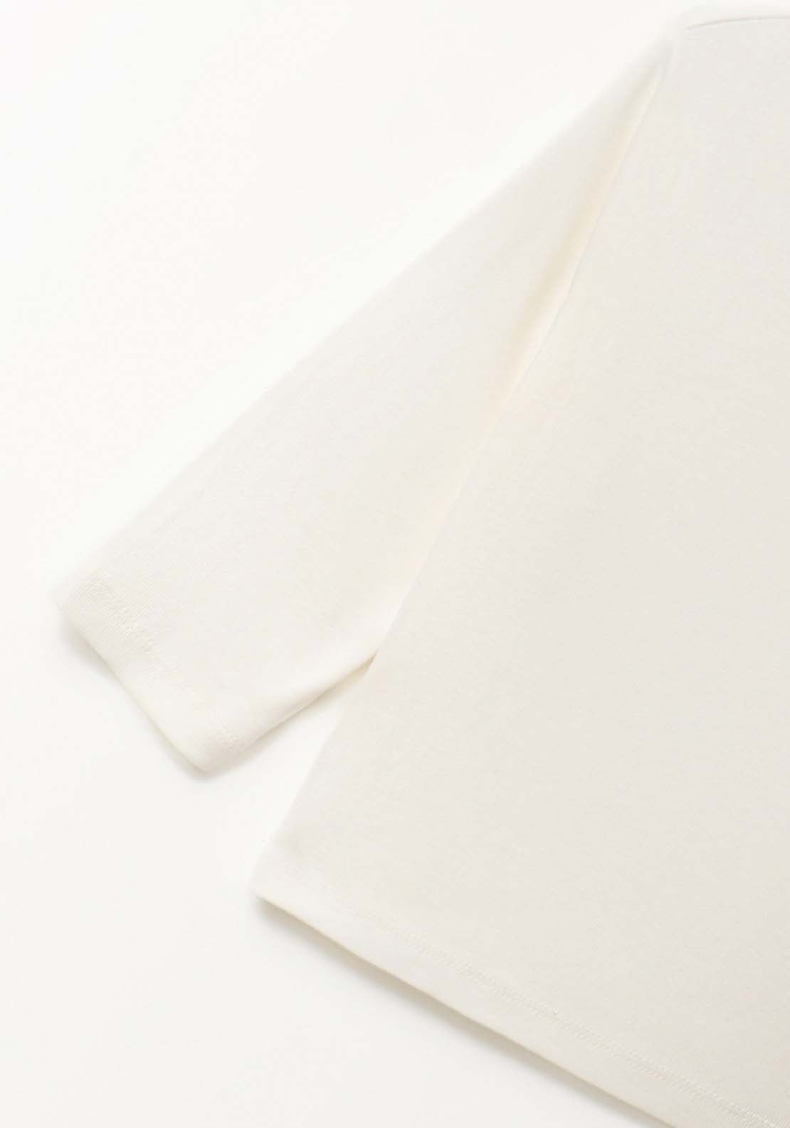 Plain High Neck Long-Sleeved T-Shirt - White