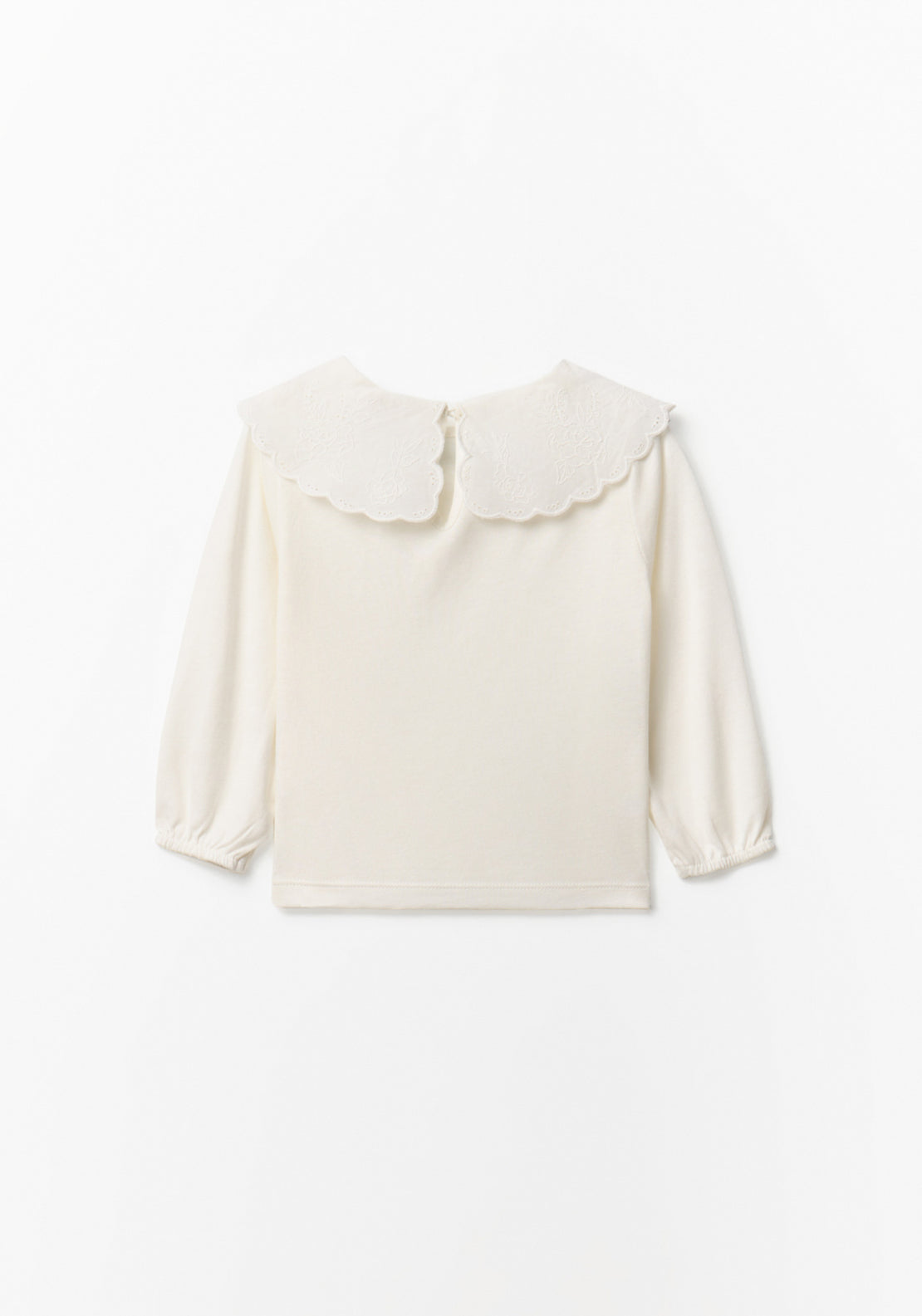 Plain T-Shirt with Collar Detail - White
