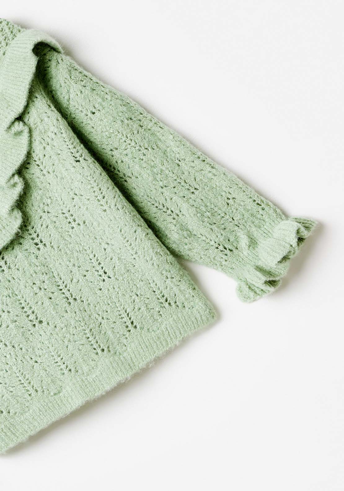 Sfera Long Sleeve Ruffle Neck Sweatshirt - Green Light 3 Shaws Department Stores