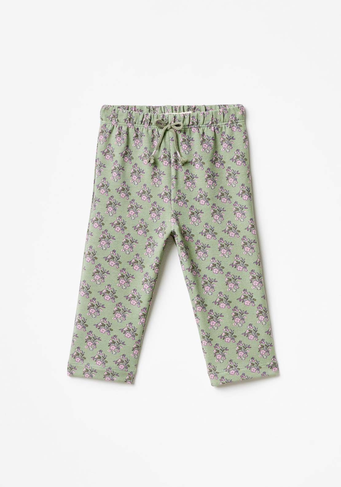 Sfera Floral Flare Trousers - Green 1 Shaws Department Stores