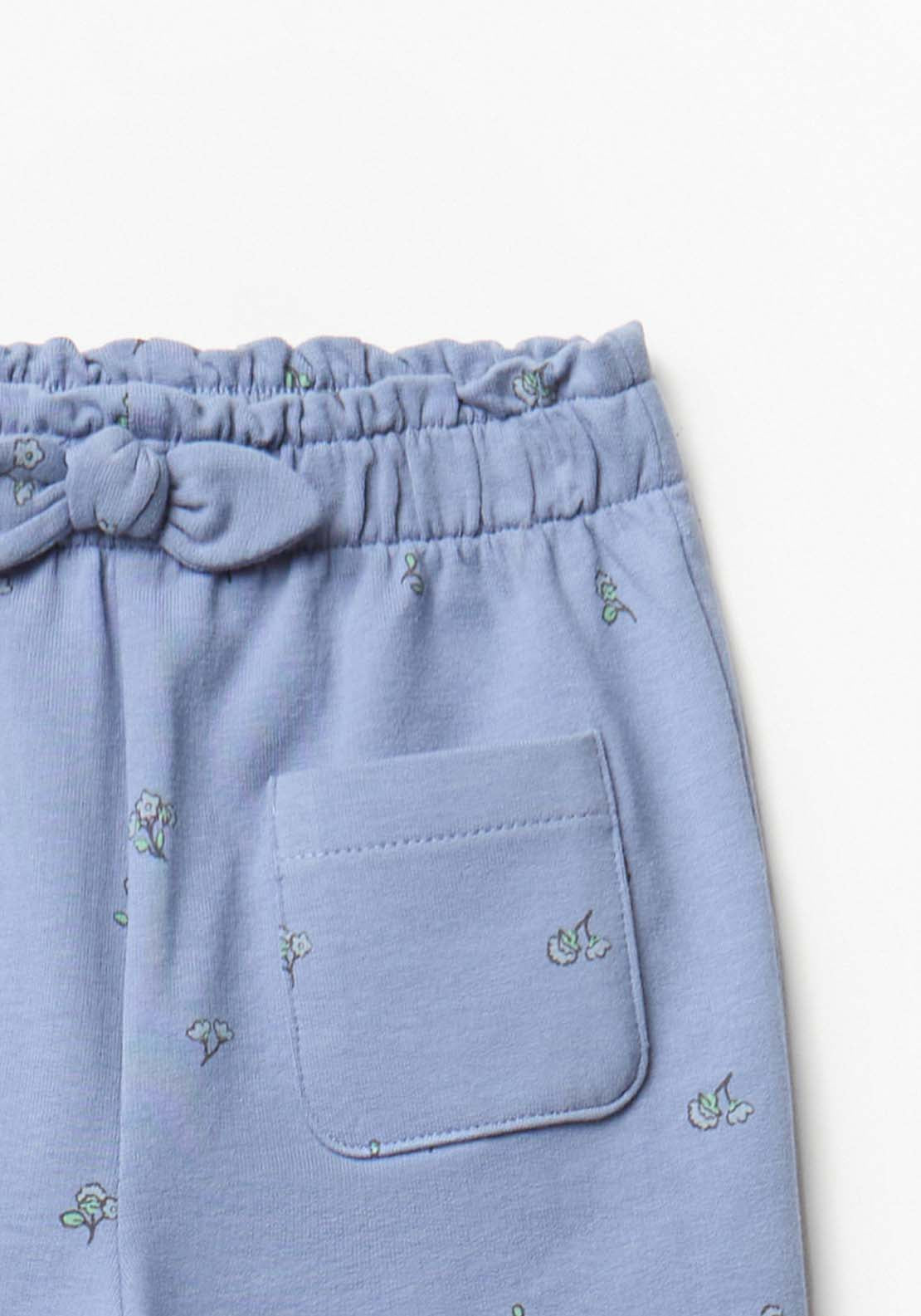 Cotton Trousers With Flower Print - Cream