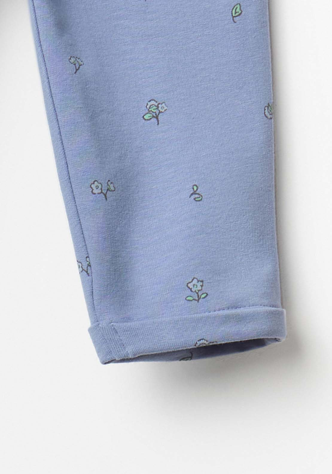 Cotton Trousers With Flower Print - Cream