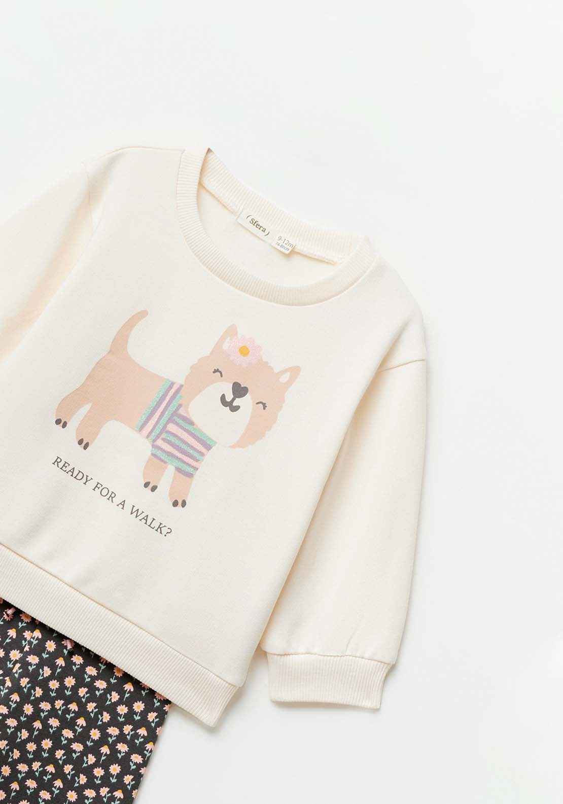 Sfera Baby Girl Dog Flower Jog Set - Grey 5 Shaws Department Stores