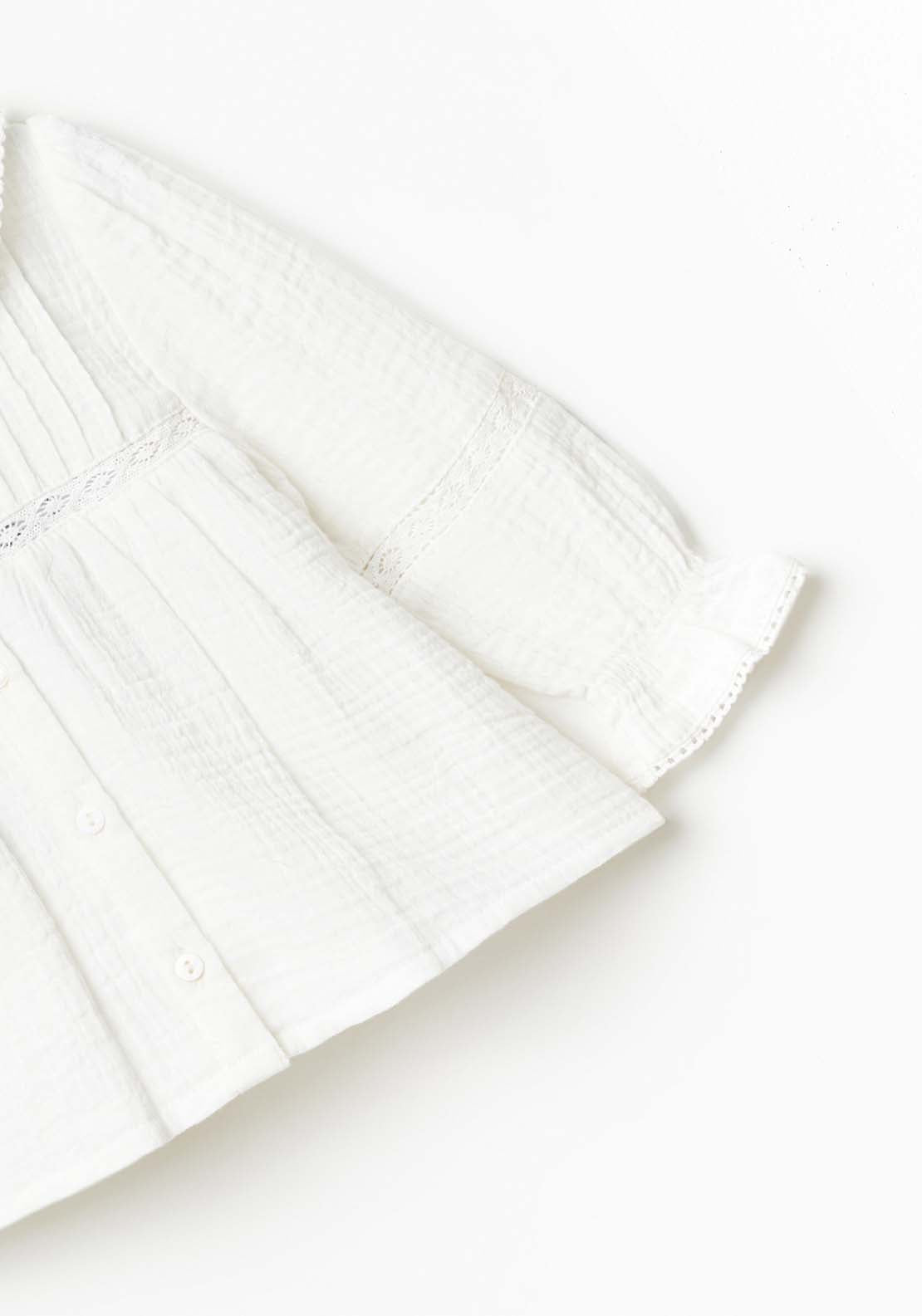 Sfera Long Sleeve Detailed Blouse - Ecru 3 Shaws Department Stores