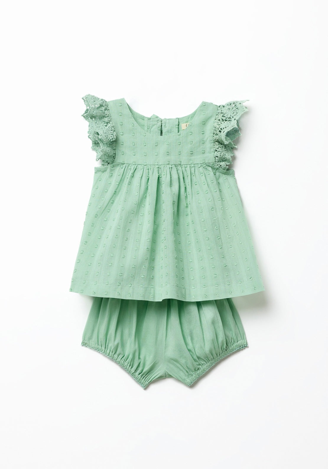 Sfera Ruffled blouse set - Green 2 Shaws Department Stores