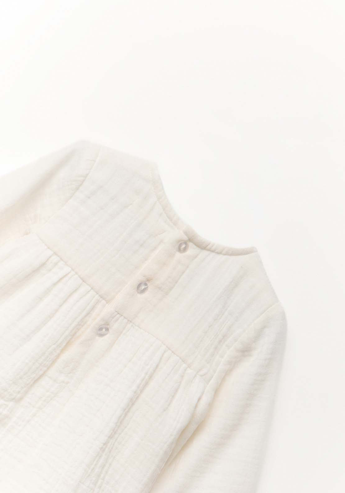 Chest Embroidery Bambula Blouse - Cream