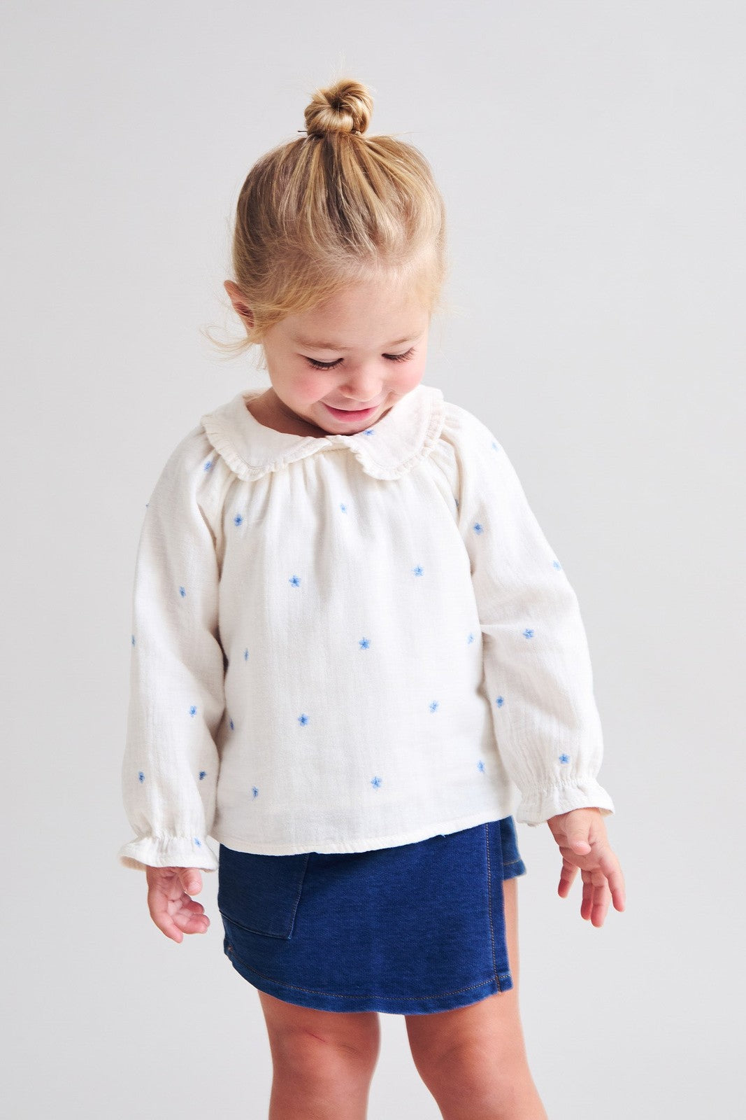 Blouse With Floral Embroidery - Cream