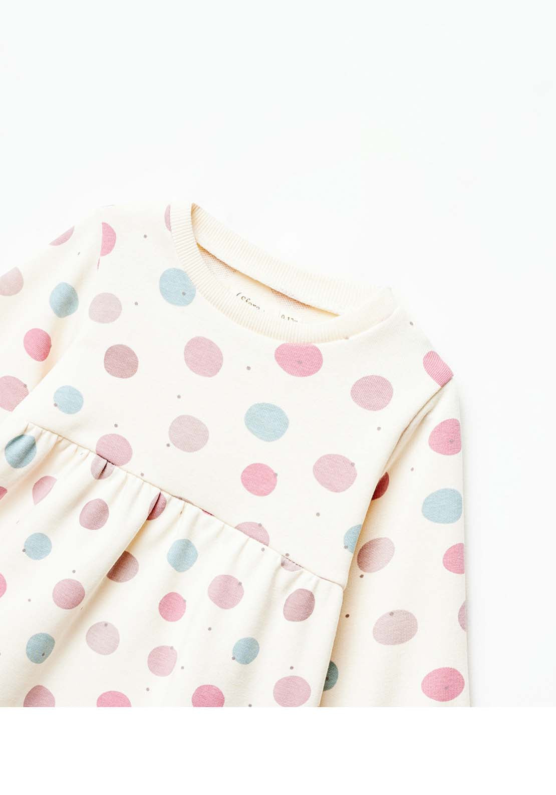 Sfera Long Sleeve Polka Dot Dress - Blue 3 Shaws Department Stores