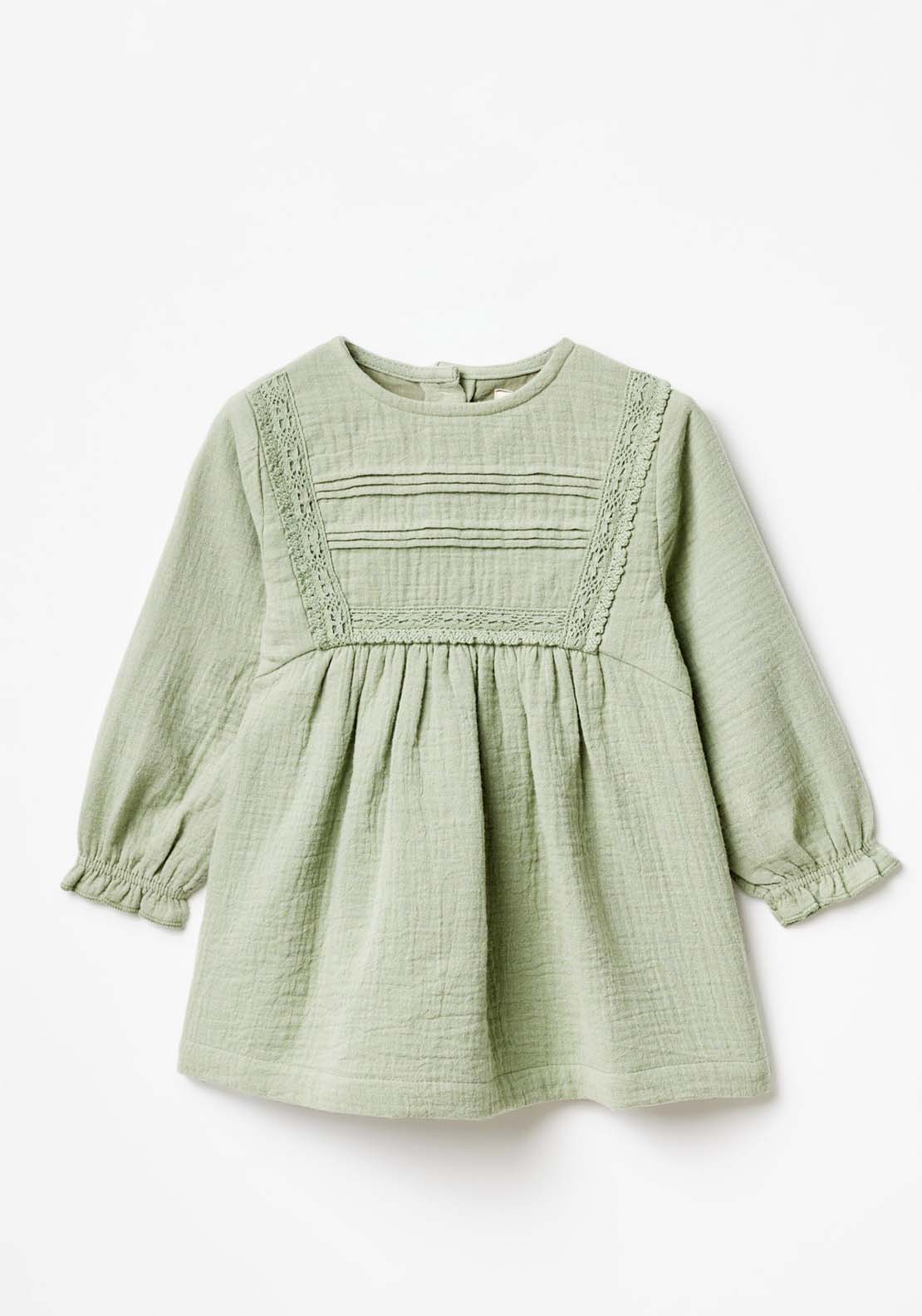 Sfera Long Sleeve Detailed Smock Dress - Green 1 Shaws Department Stores