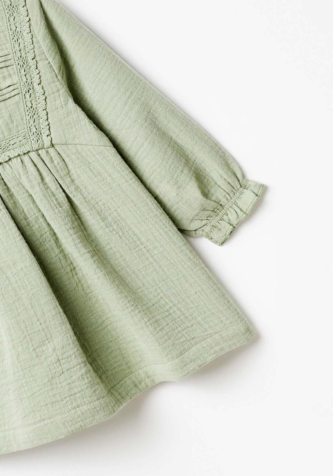 Sfera Long Sleeve Detailed Smock Dress - Green 4 Shaws Department Stores