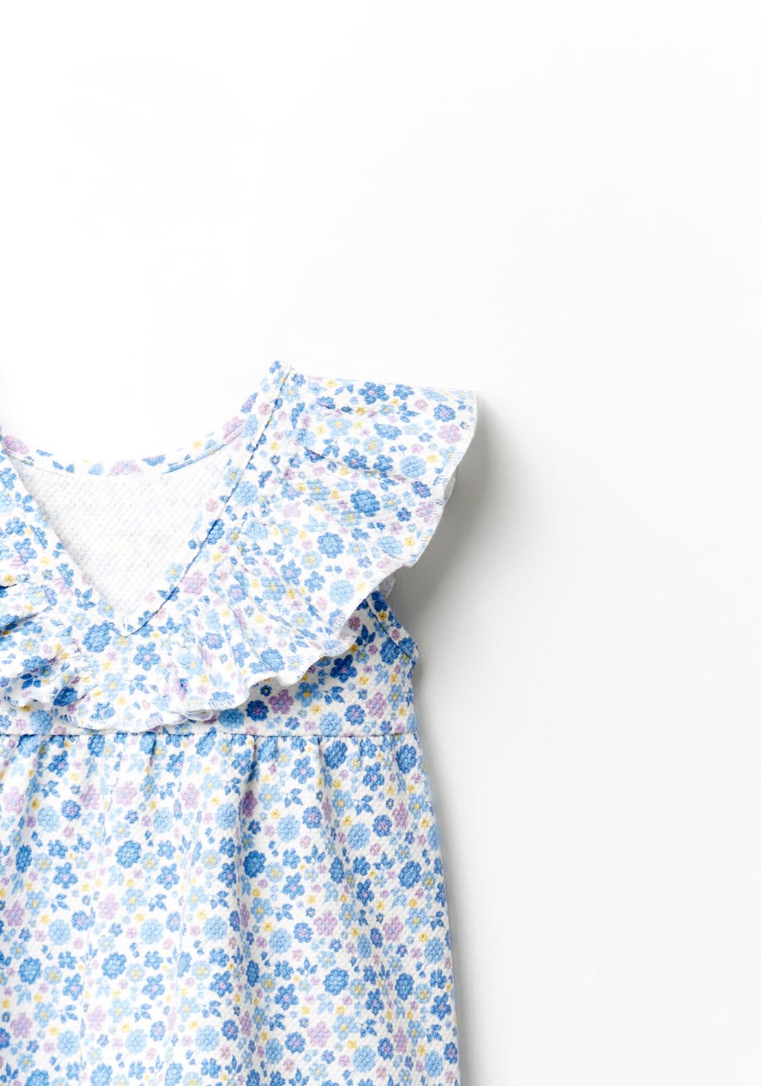 Sfera AOP blue flower print dress - White 2 Shaws Department Stores