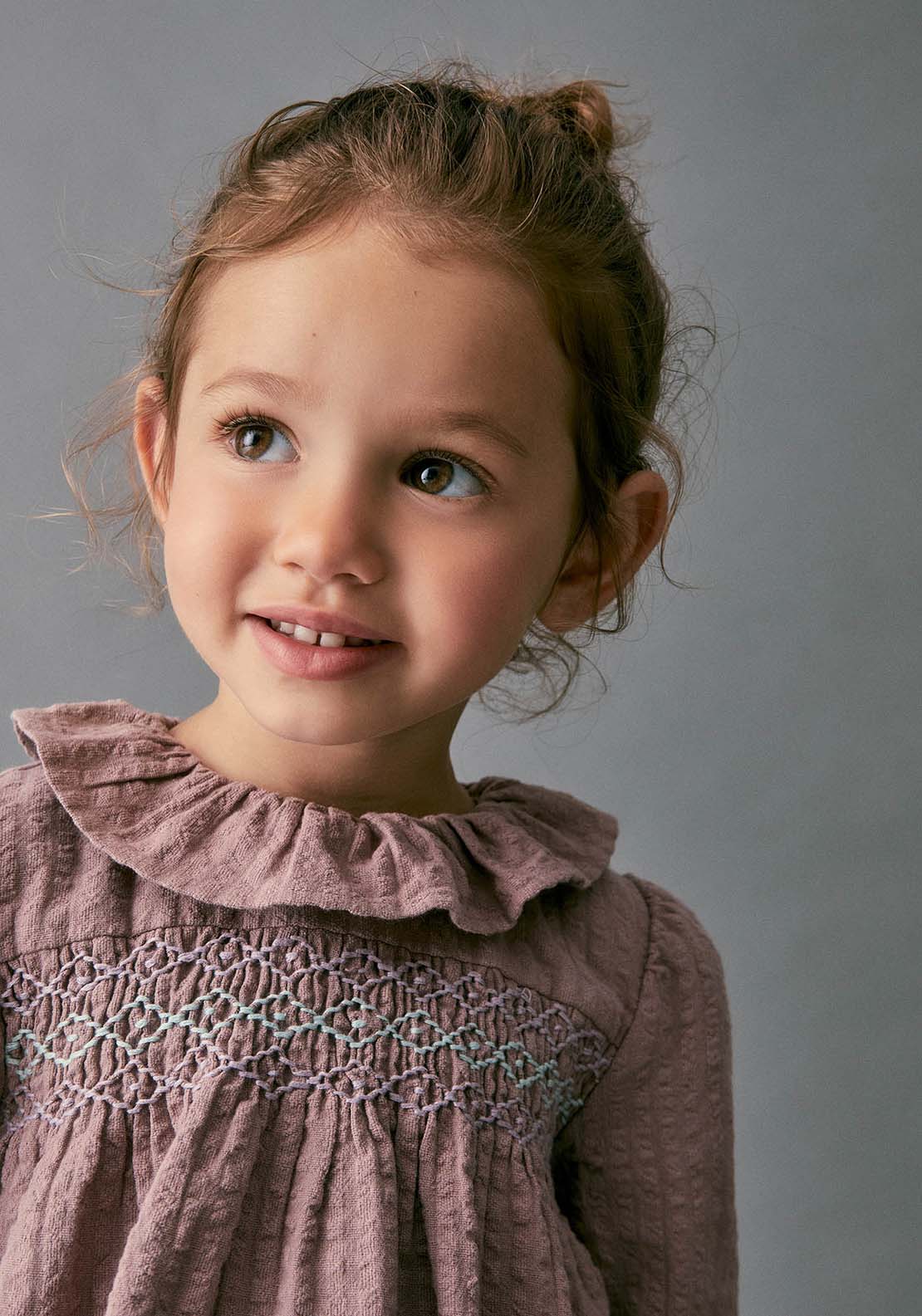 Embroidered Chest Dobby Dress - Purple