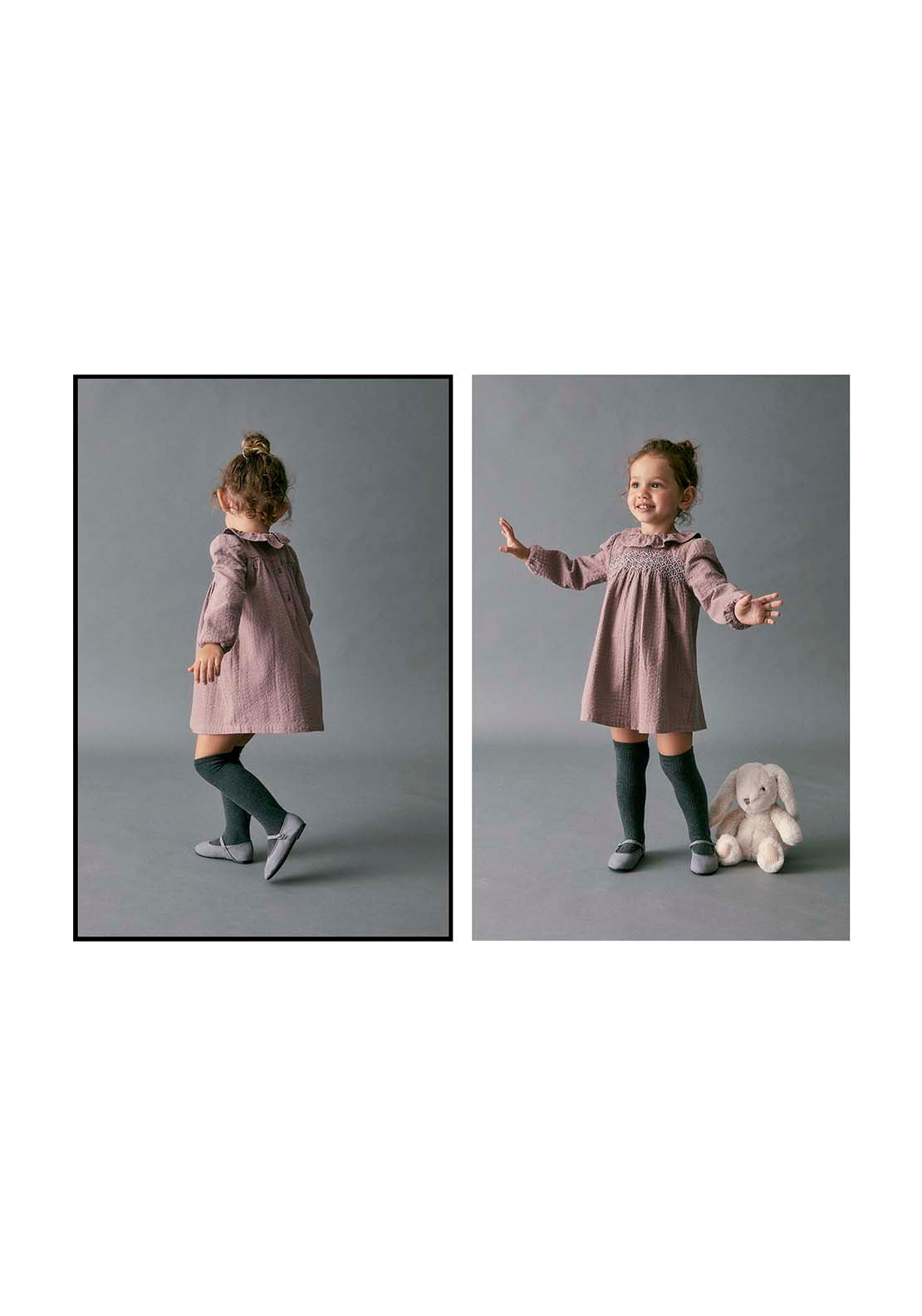 Embroidered Chest Dobby Dress - Purple