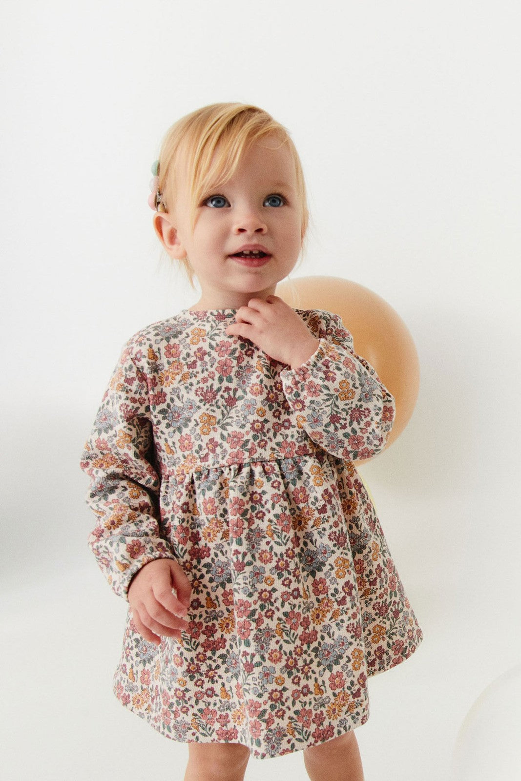Floral Print Piqué Dress - Cream Ivory