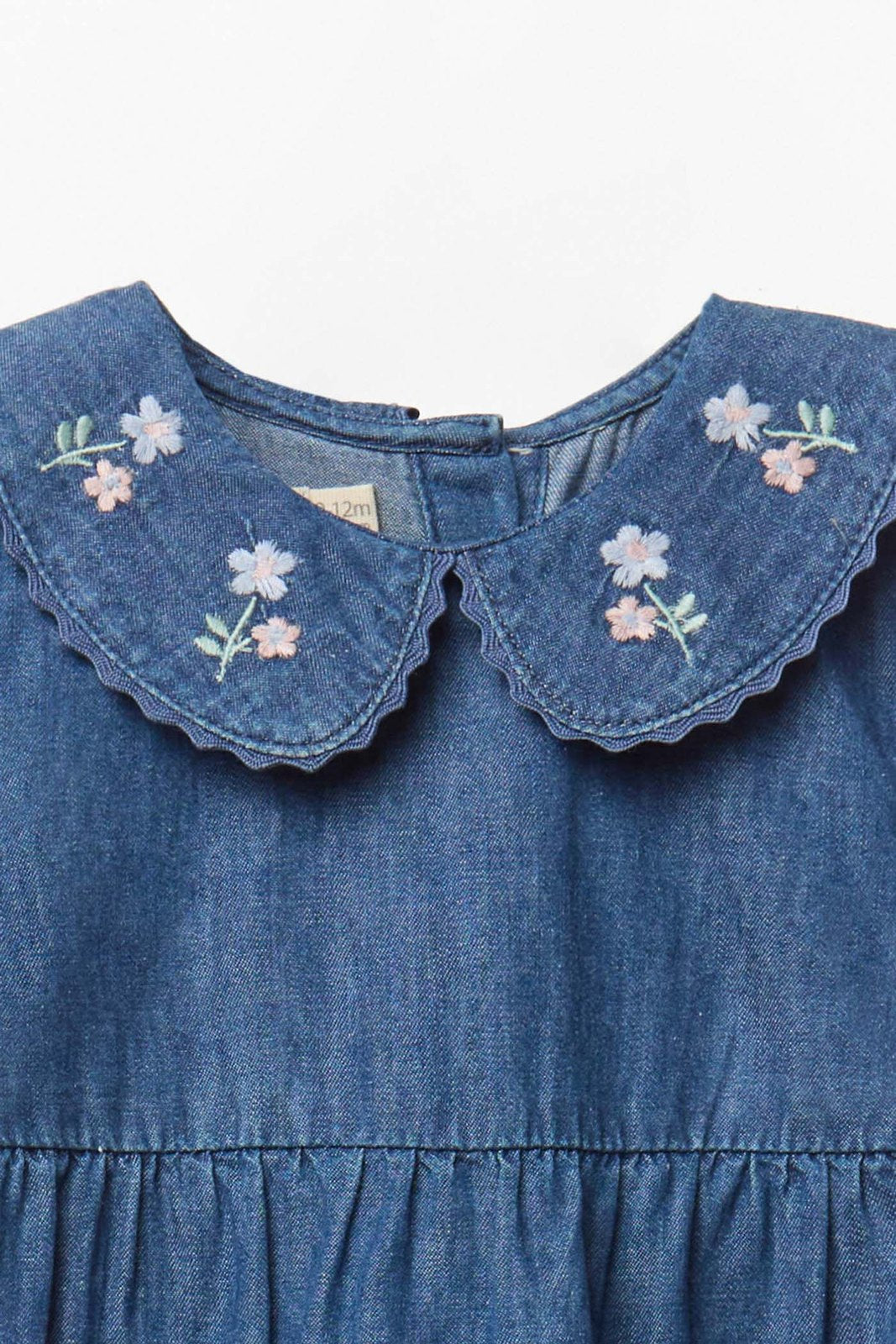 Peter Pan Collar Dress Denim - Denim Medium Wash