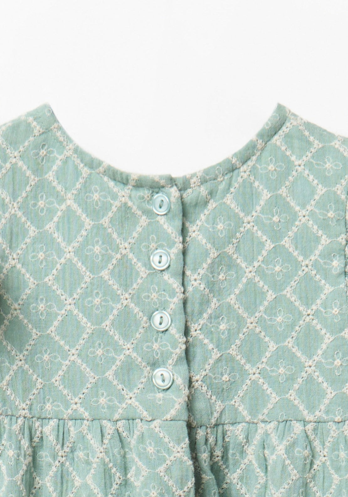 Embroidered Diamond Print Dress - Green