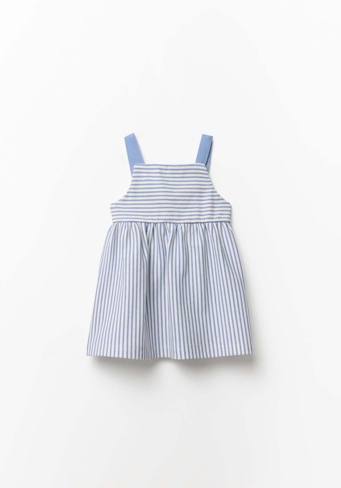 Stripe Print Piqué Dress - White