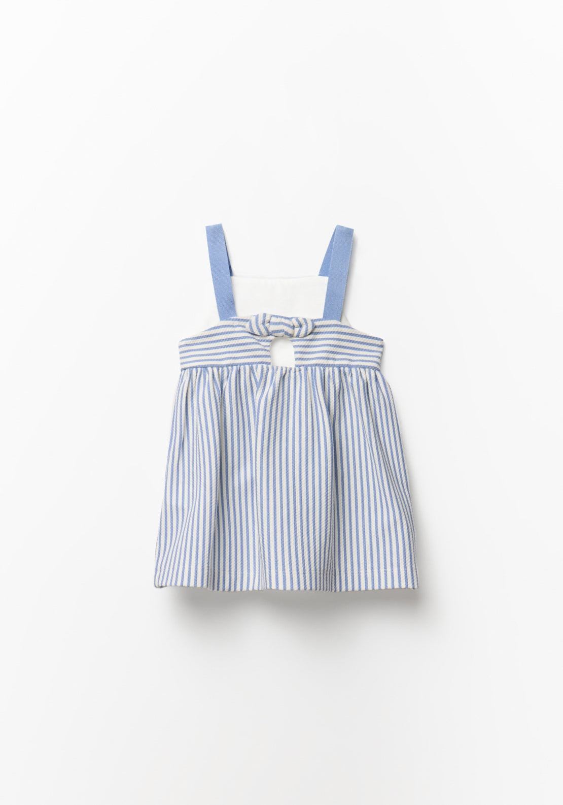 Stripe Print Piqué Dress - White