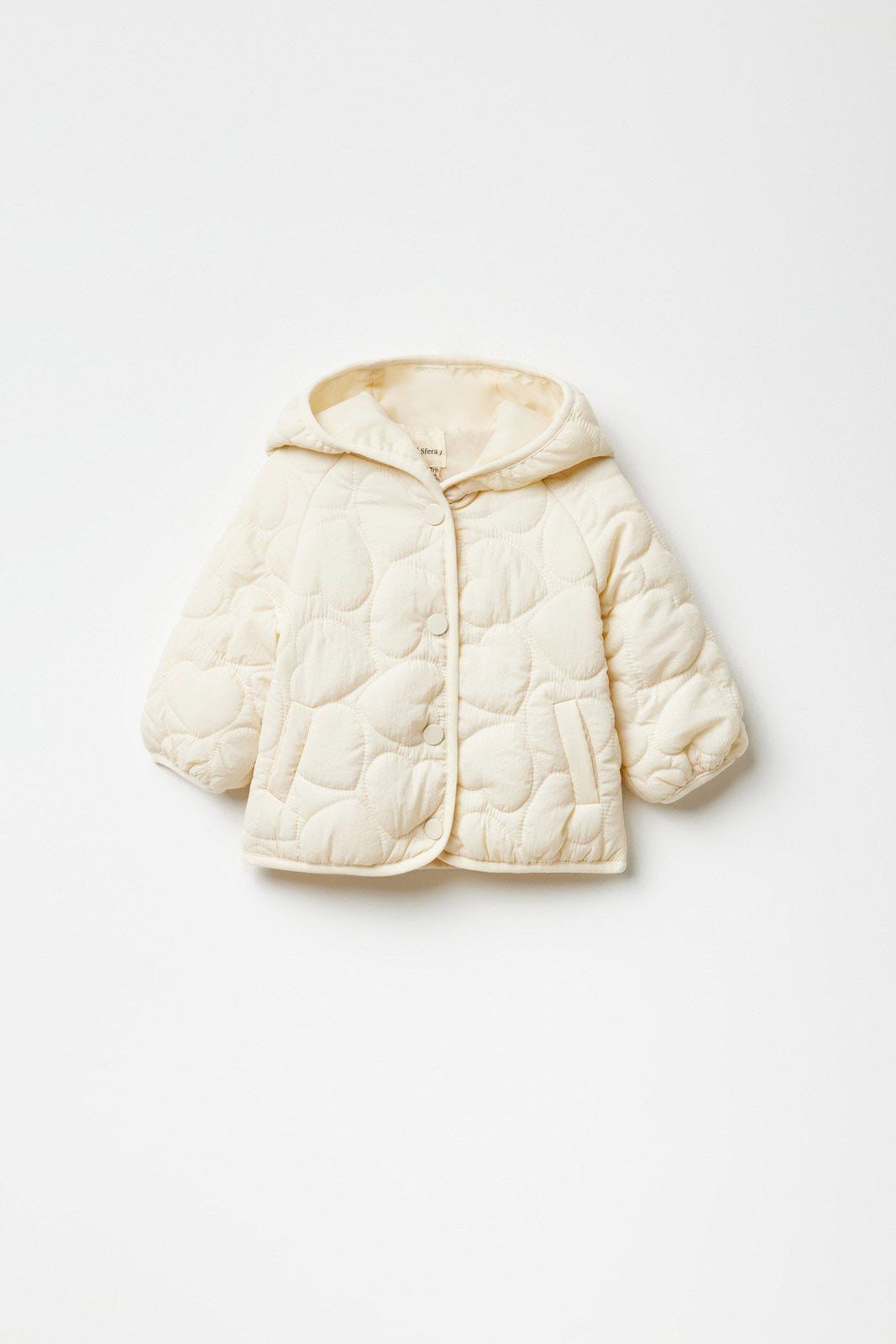 Sfera Heart-quilted coat - Ecru 1 Shaws Department Stores