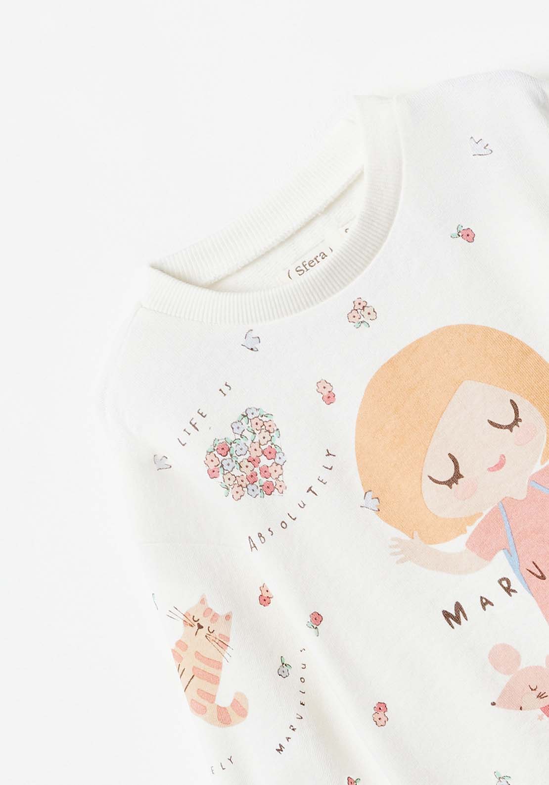 Sfera Baby Girl Print Sweatshirt - Beige 2 Shaws Department Stores