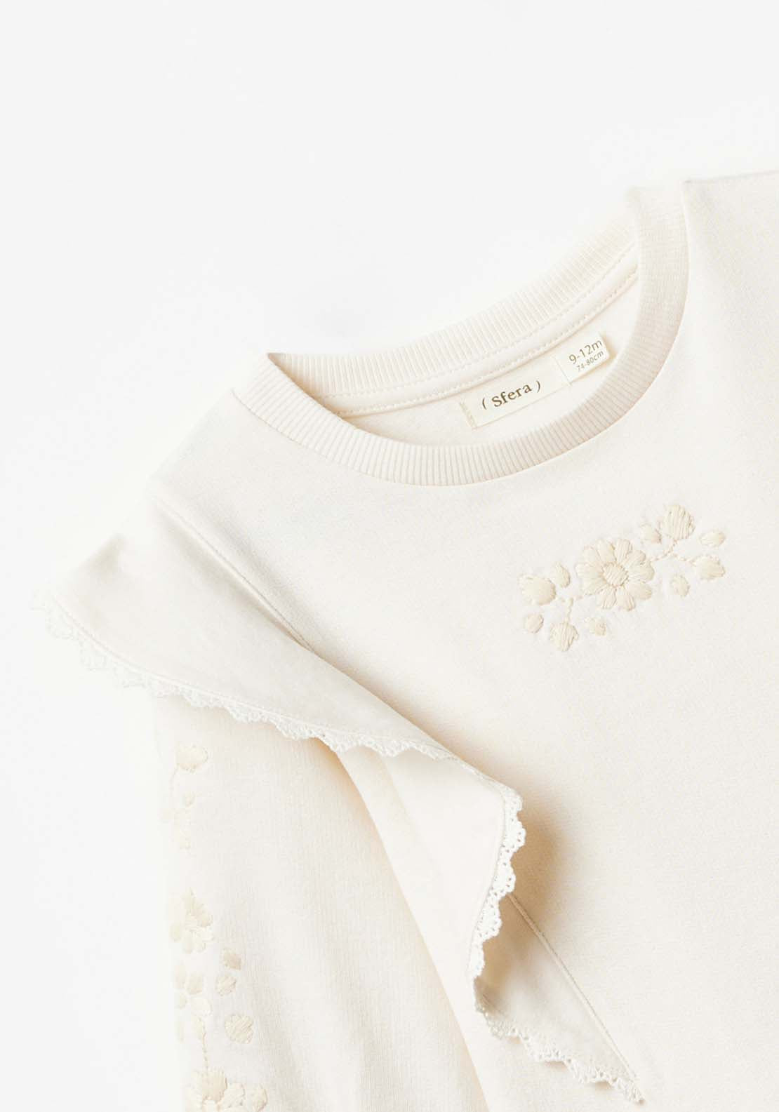 Sfera Long Sleeve Sweatshirt With Ruffles - Beige 6 Shaws Department Stores