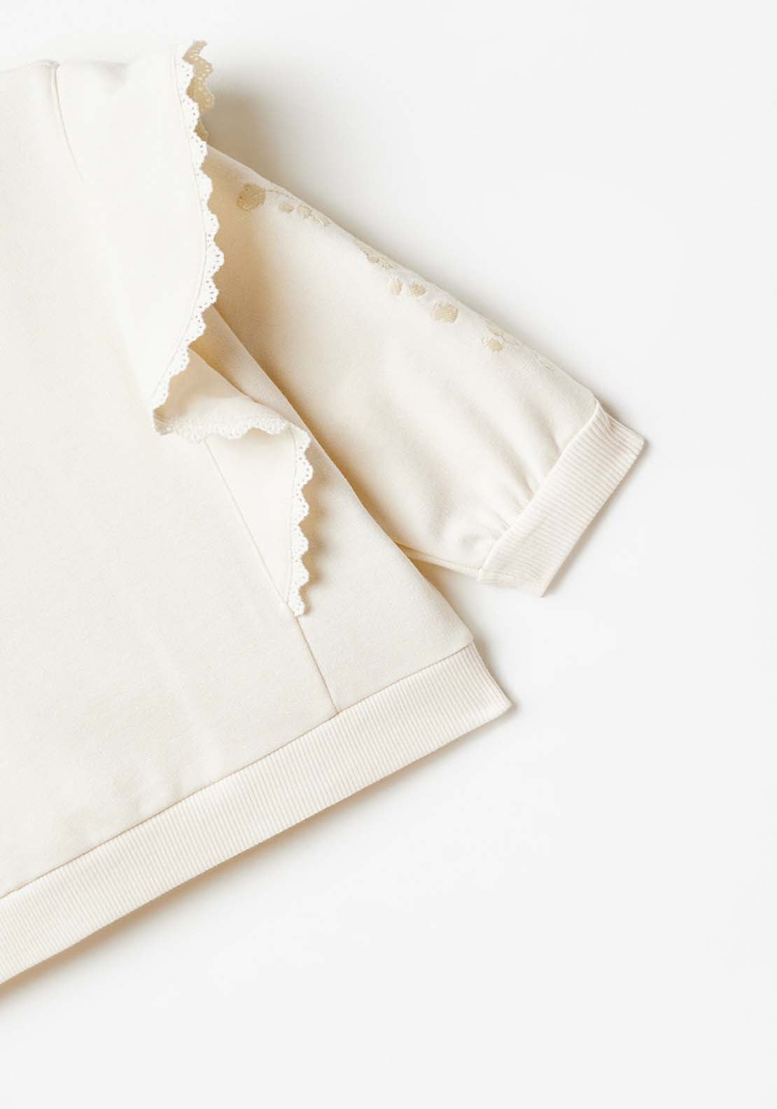 Sfera Long Sleeve Sweatshirt With Ruffles - Beige 5 Shaws Department Stores