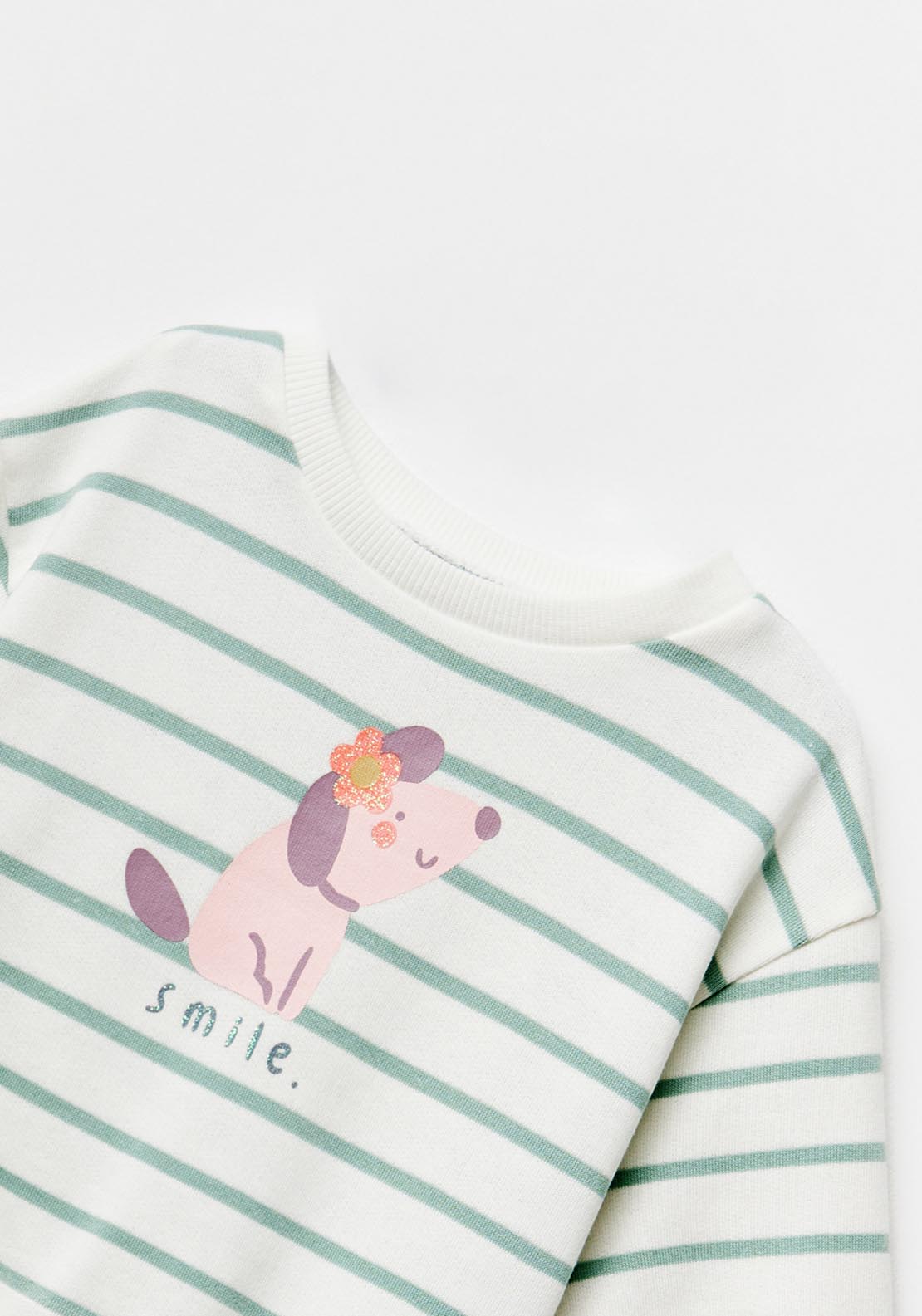 Sfera Striped Sweatshirt - Green Light 3 Shaws Department Stores