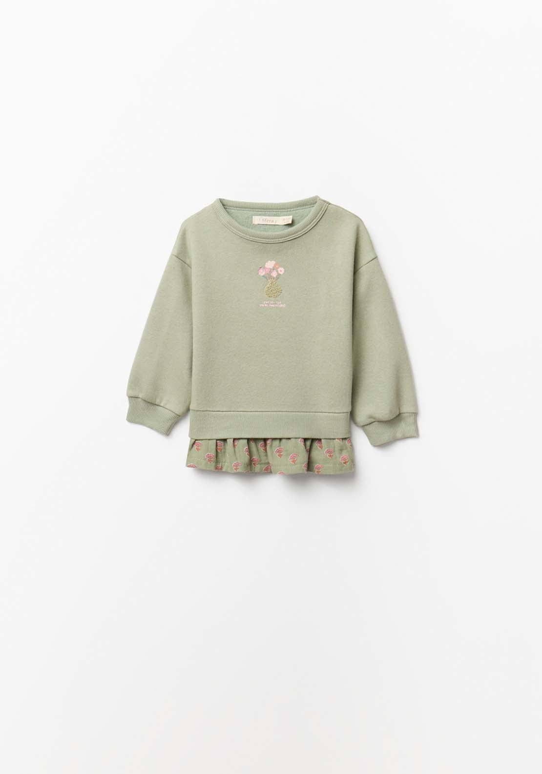 Vase Sweatshirt with Under Shirt - Cream