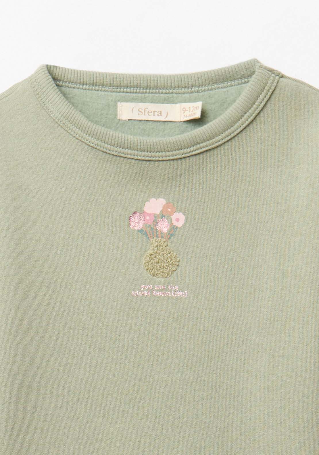 Vase Sweatshirt with Under Shirt - Cream