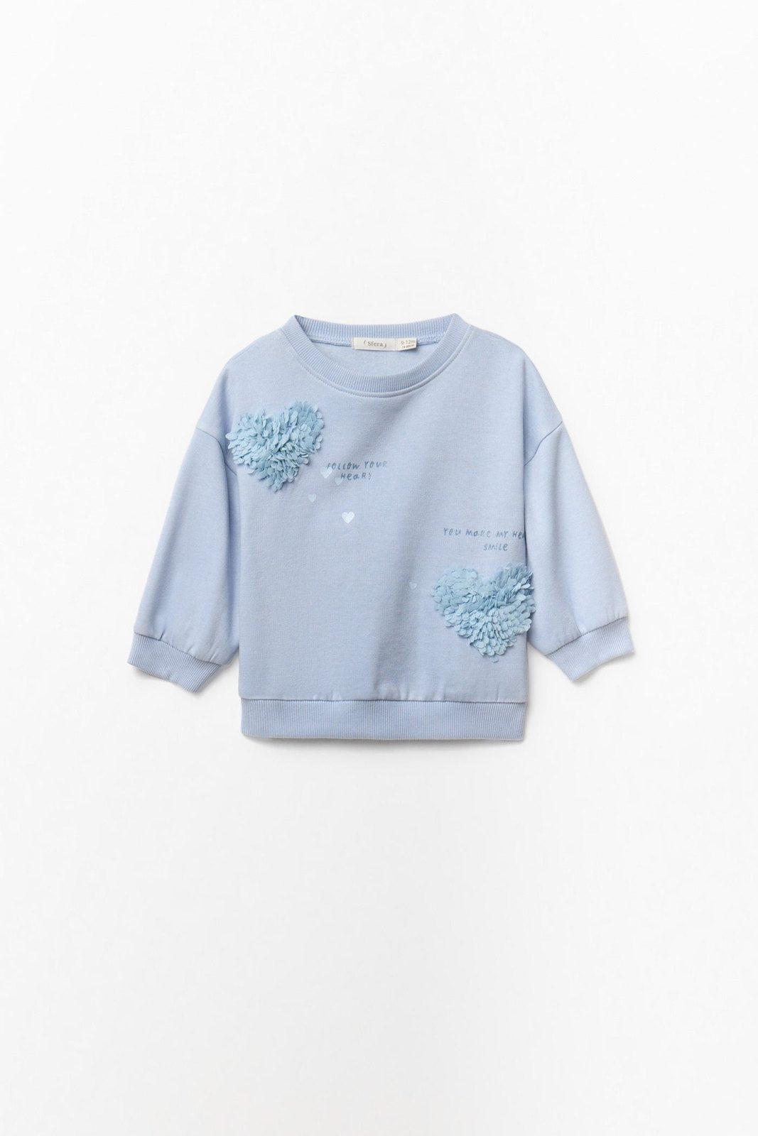 Sweatshirt With Tull Heart Detail - Blue