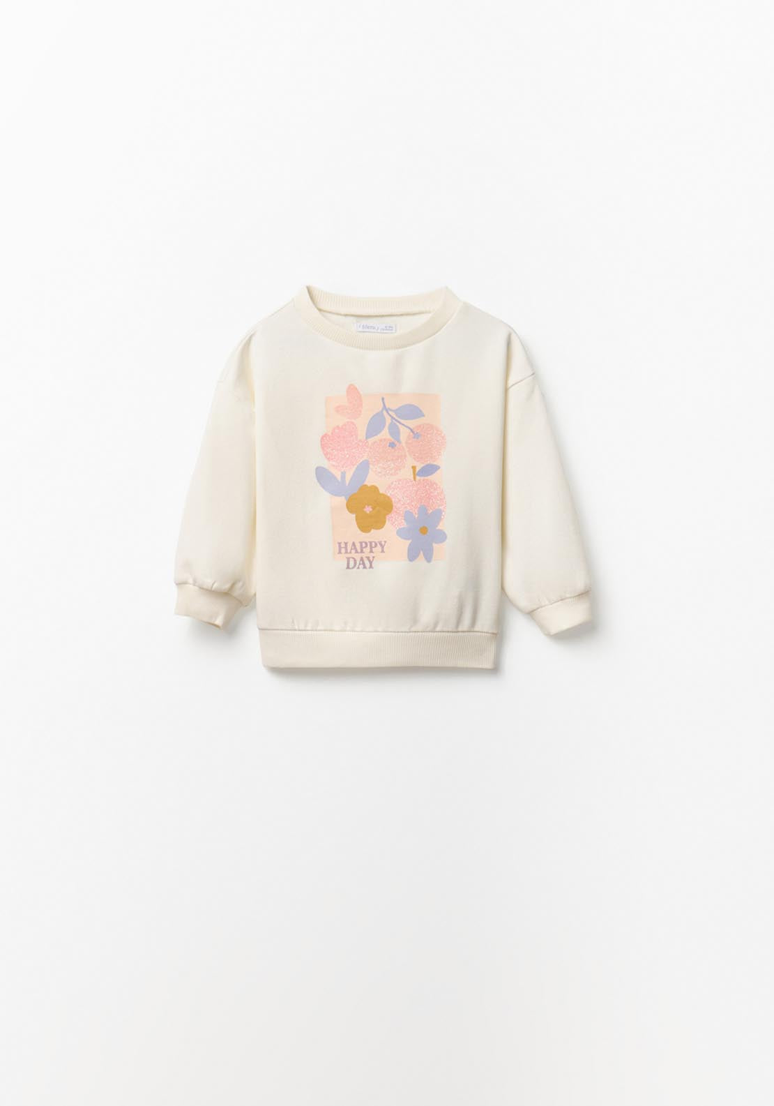 Flower Printed Sweatshirt - Cream