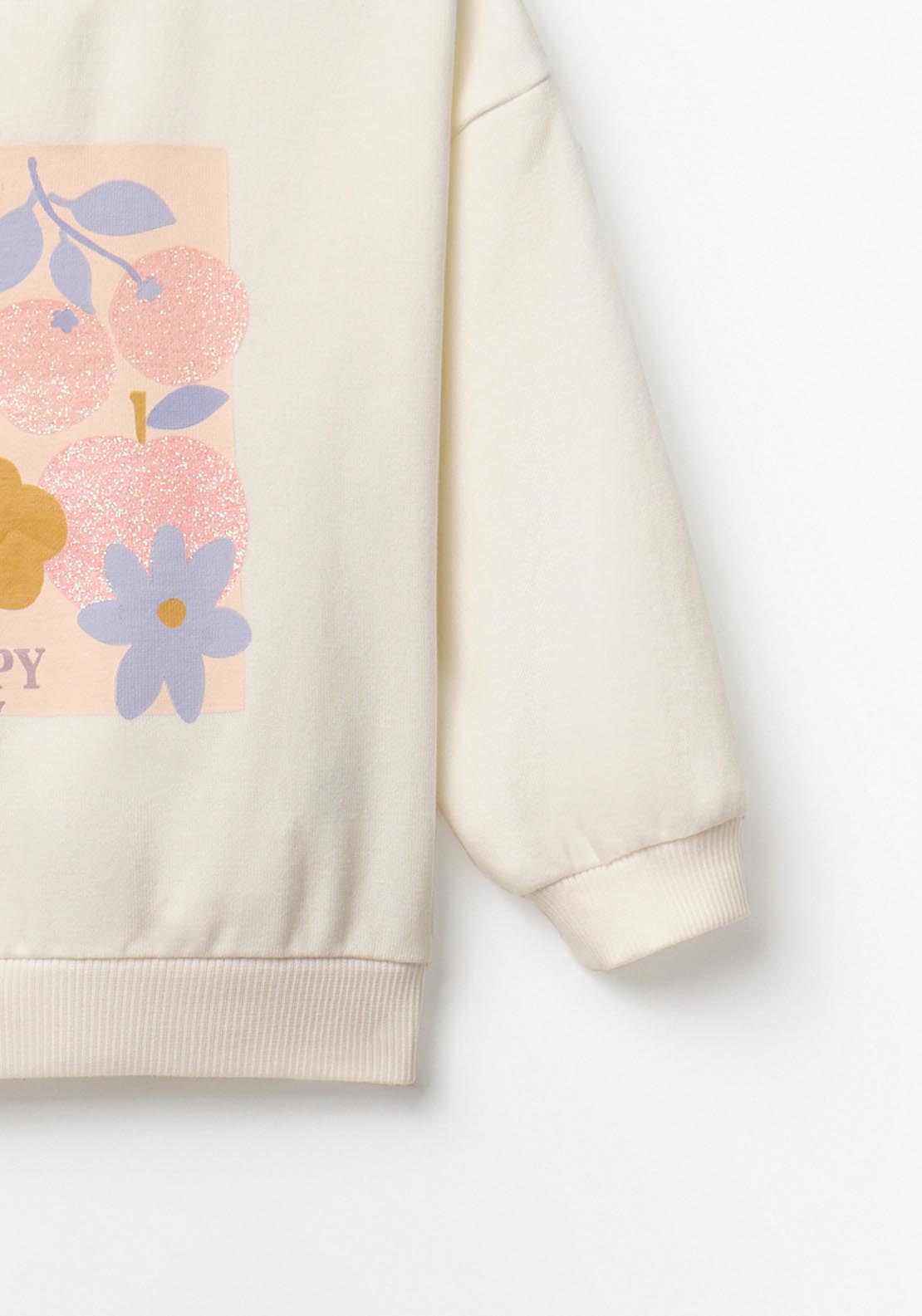 Flower Printed Sweatshirt - Cream