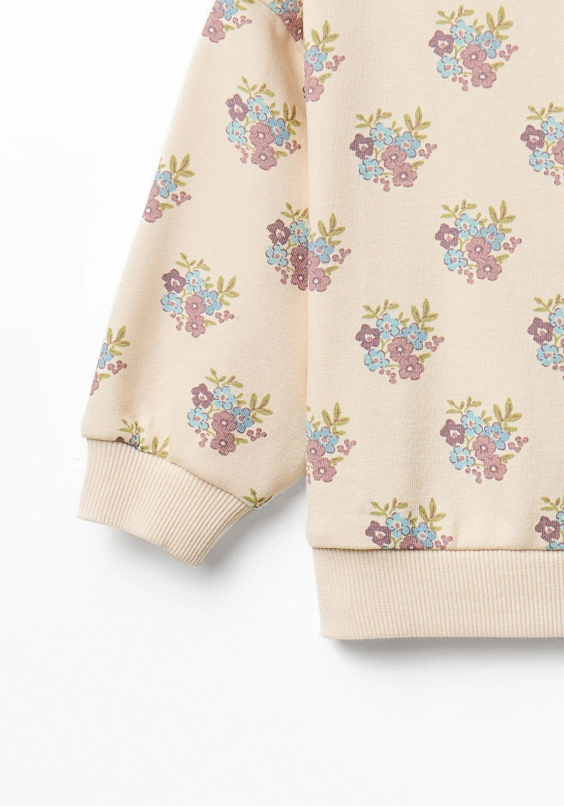 Floral Motif Sweatshirt - Cream