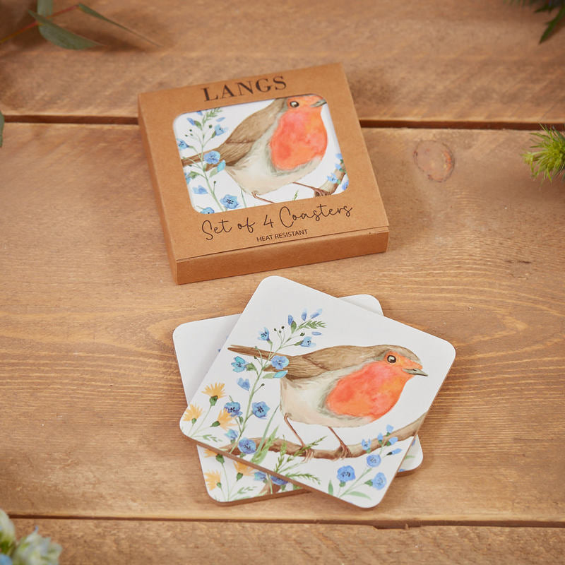 The Home Collection Robin Forget Me Not Coasters - Set Of 4 Heat Resistant 1 Shaws Department Stores