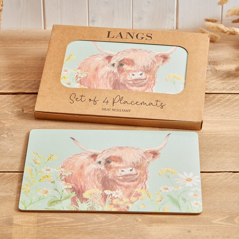 The Home Collection Highland Cow Floral Placemat S/4 In Box Heat Resistant Wood - Multi 1 Shaws Department Stores