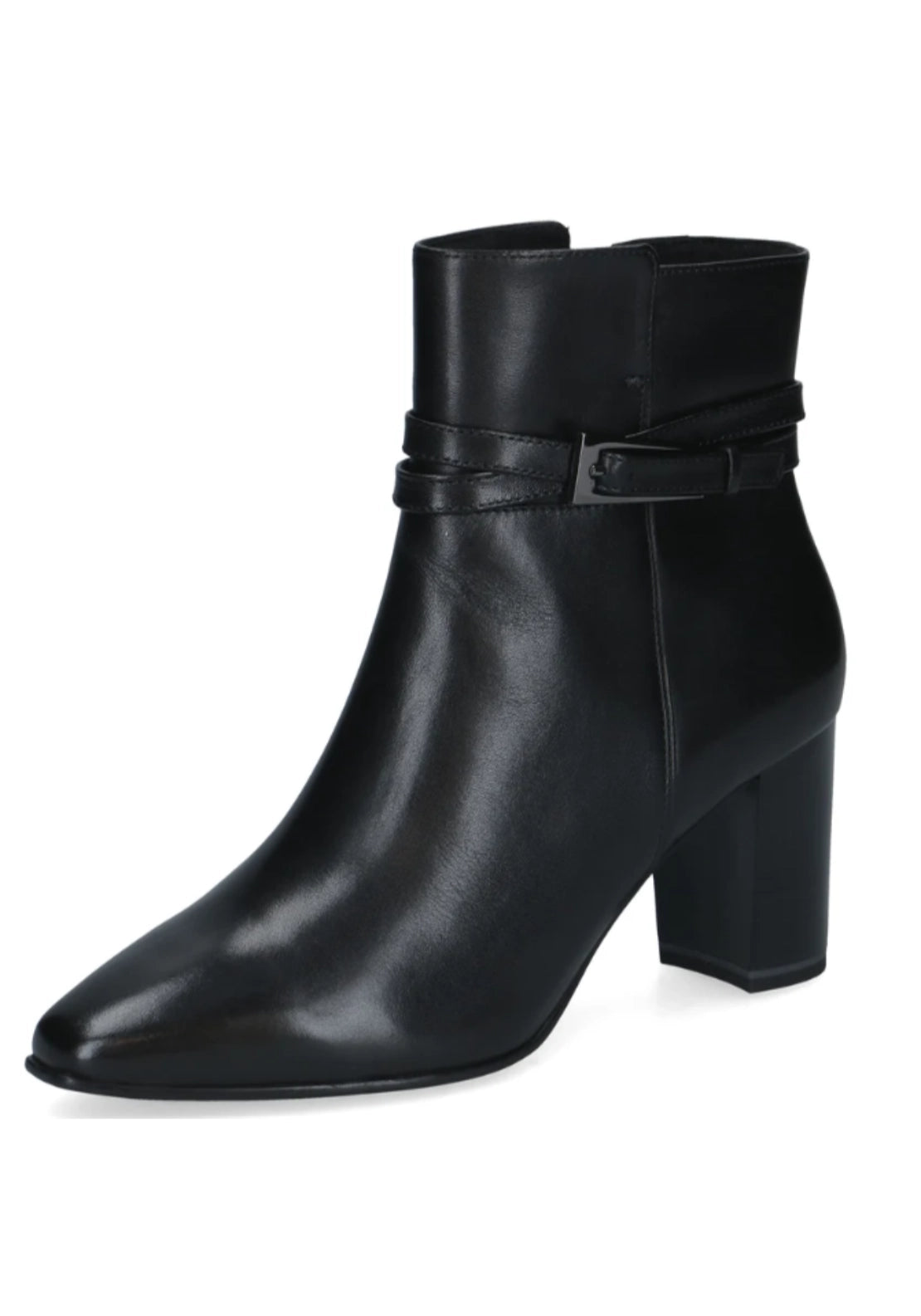 Block Heel Double Strap Boot - Black