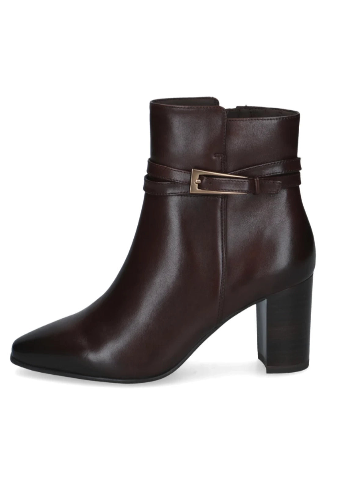 Block Heel Double Strap Boot - Dk Brown