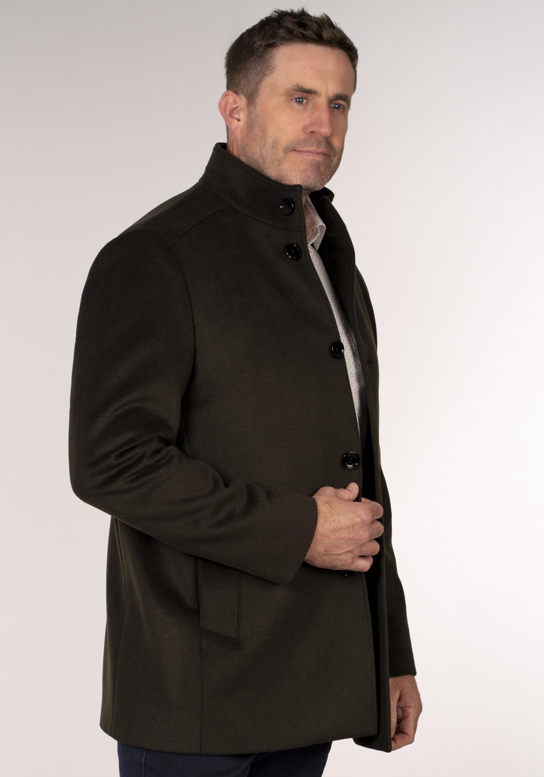 Daniel Grahame Watson 3/4 Wool Coat - Brown 3 Shaws Department Stores