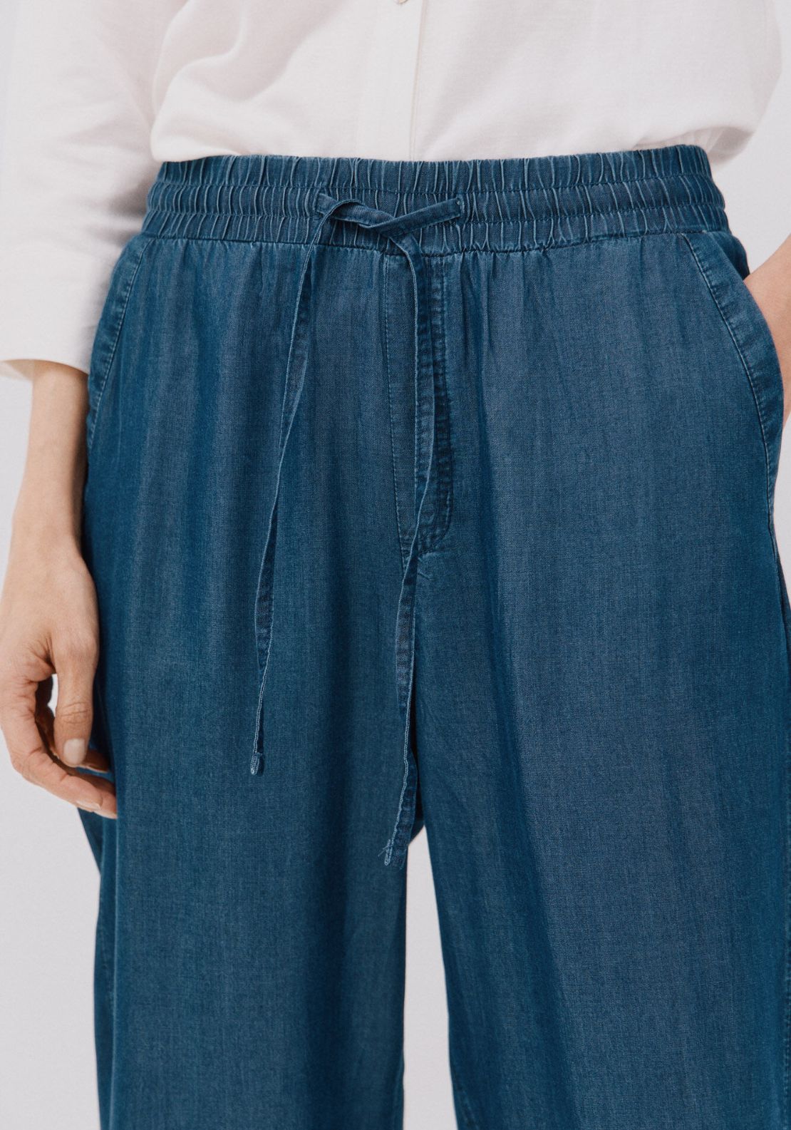Cortefiel Tencel Fluid Trousers - Medium Blue 4 Shaws Department Stores