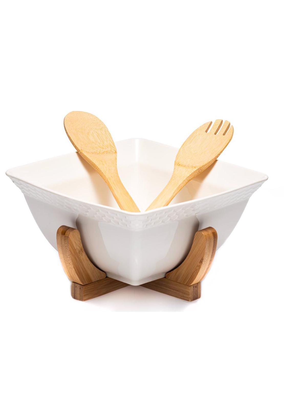 Newgrange Living 3-Piece White Ceramic Salad Set 1 Shaws Department Stores