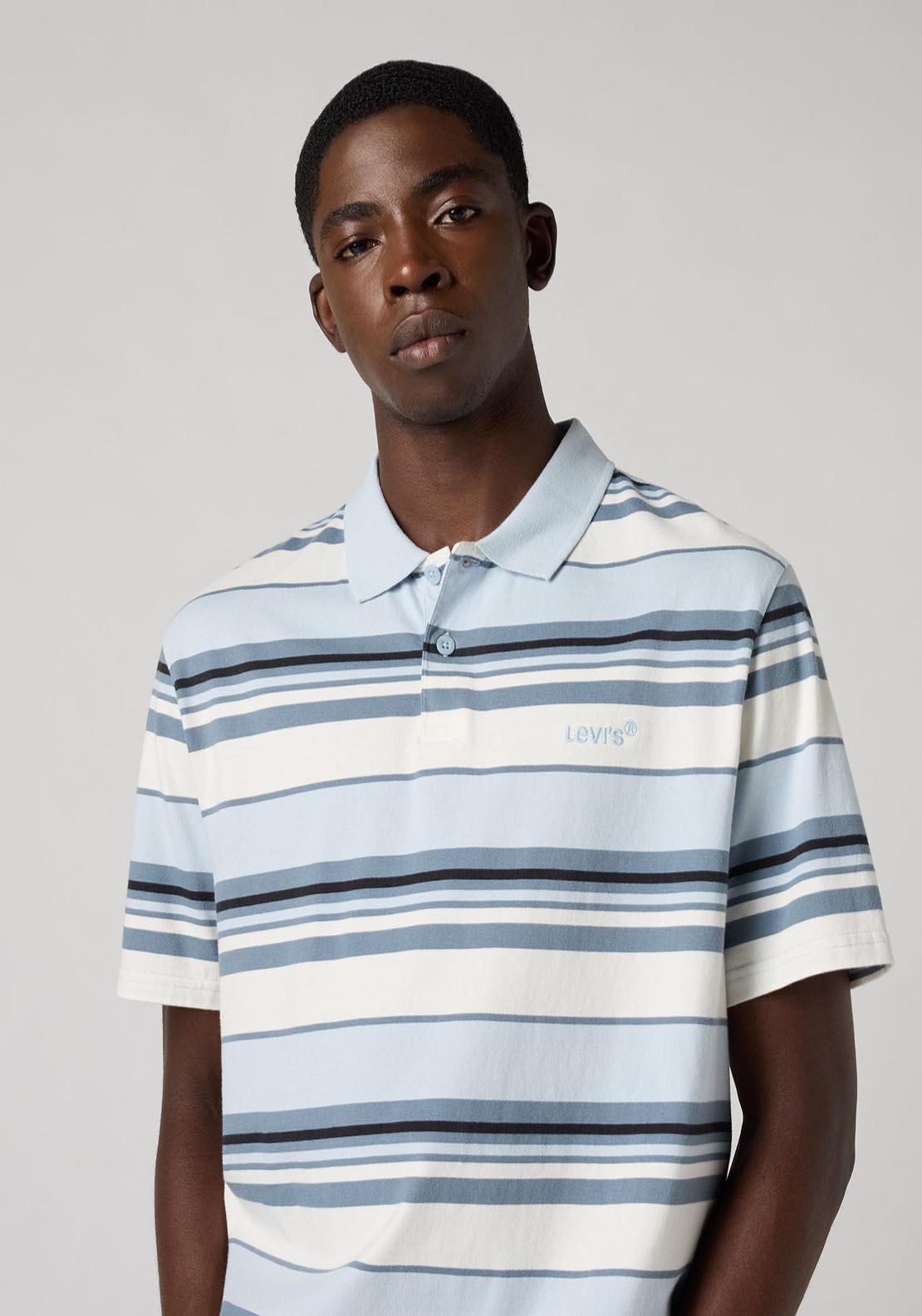 Levis Polo Shirt - Acacius Stripe Egret 4 Shaws Department Stores