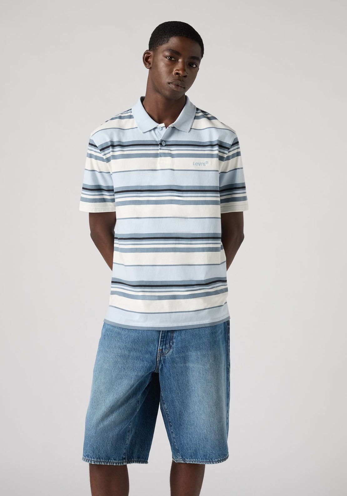 Levis Polo Shirt - Acacius Stripe Egret 3 Shaws Department Stores