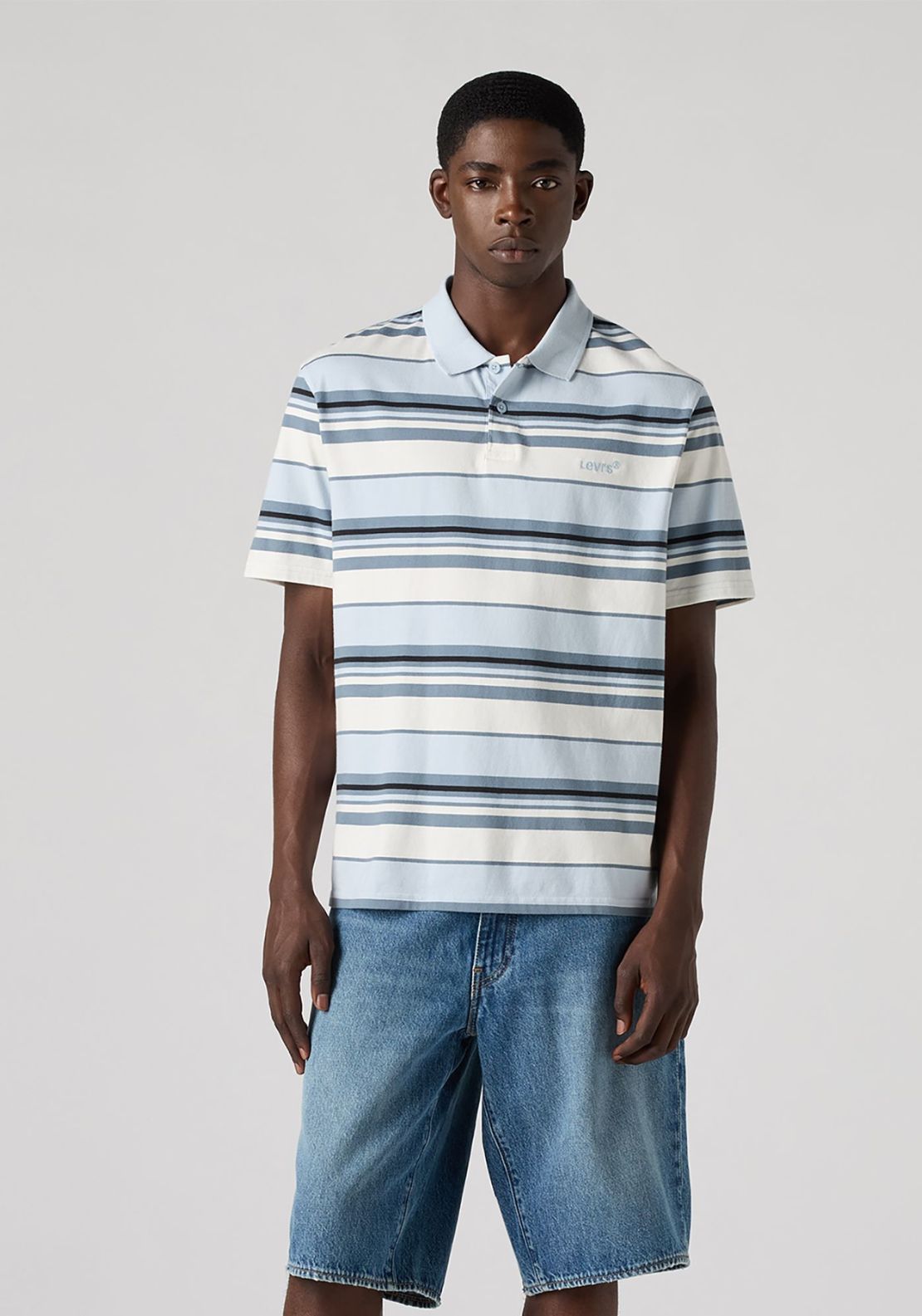 Levis Polo Shirt - Acacius Stripe Egret 1 Shaws Department Stores