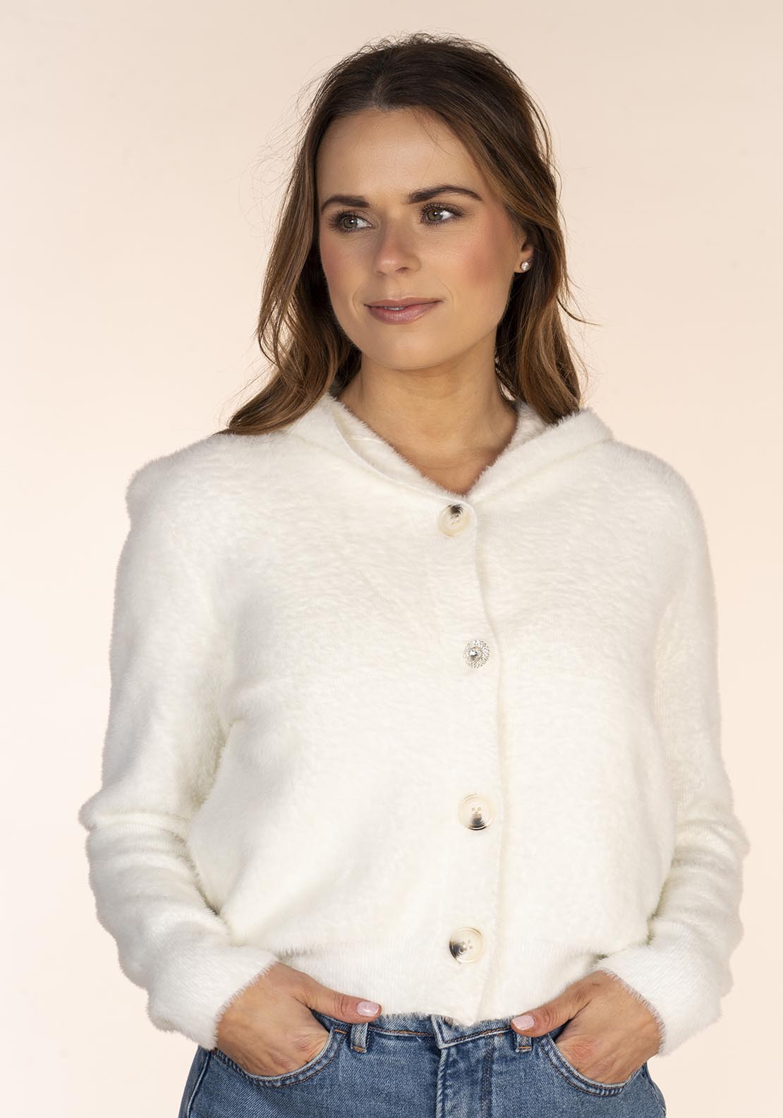 Naoise Hooded Fether Yarn Cardigan 3 Shaws Department Stores