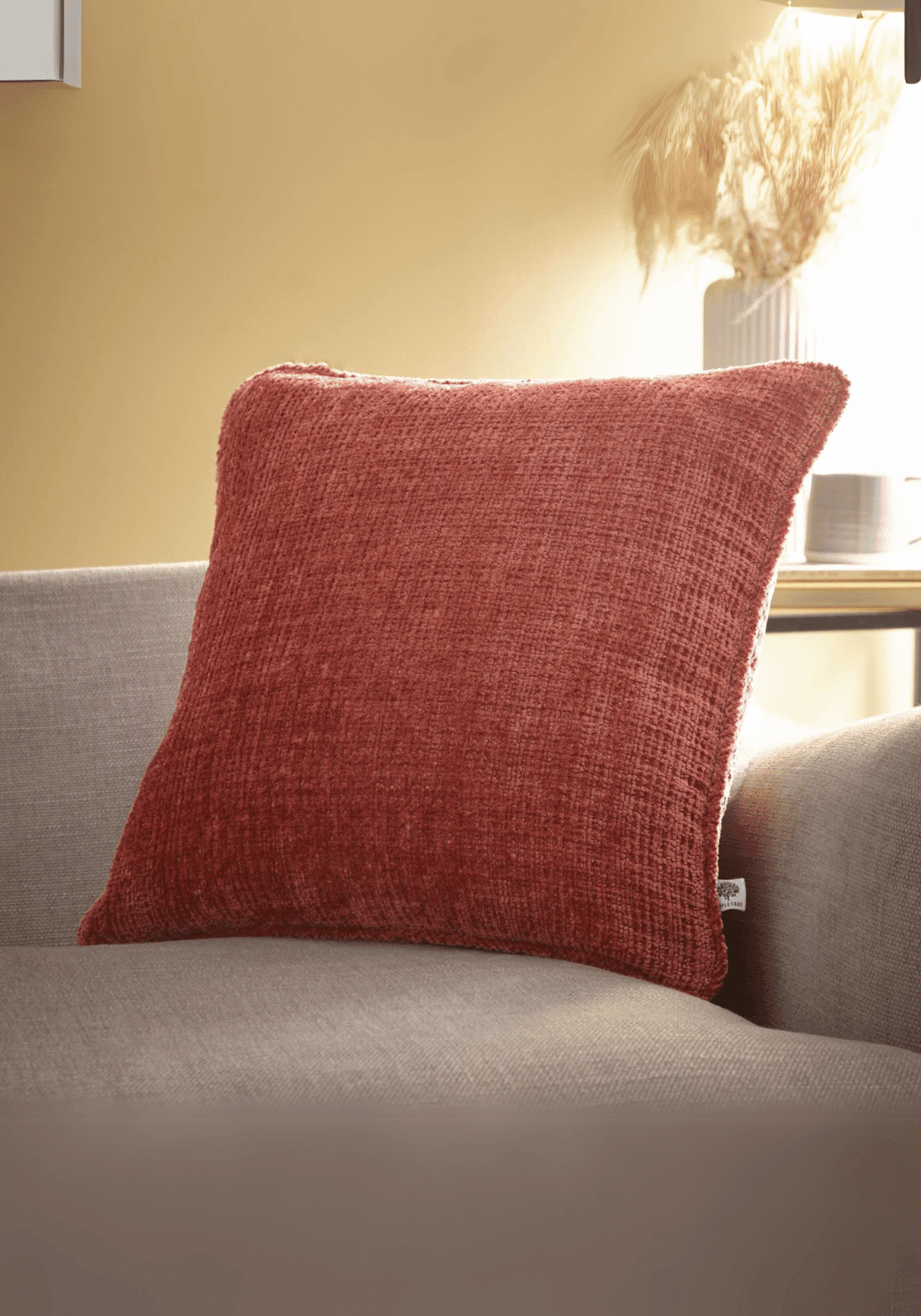 The Home Luyxury Collection Chenille Plain Piped Cushion - Terracotta 1 Shaws Department Stores