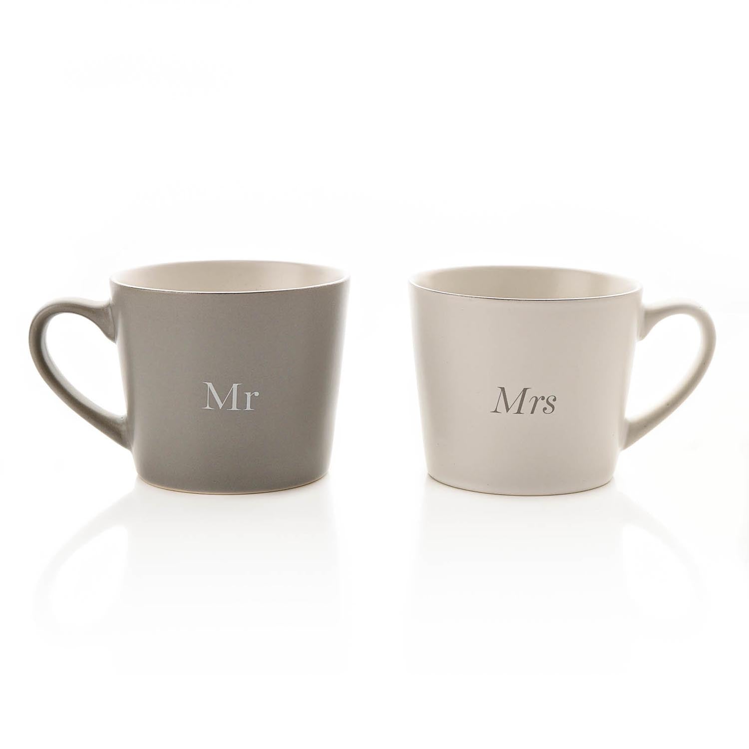 Amore Amore Set of 2 Grey & White Mugs - Mr & Mrs - Grey / White 2 Shaws Department Stores