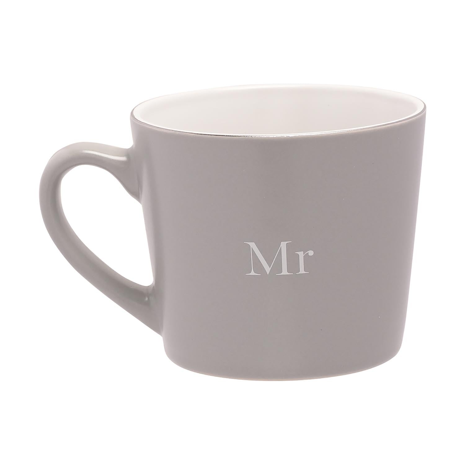 Amore Amore Set of 2 Grey & White Mugs - Mr & Mrs - Grey / White 3 Shaws Department Stores