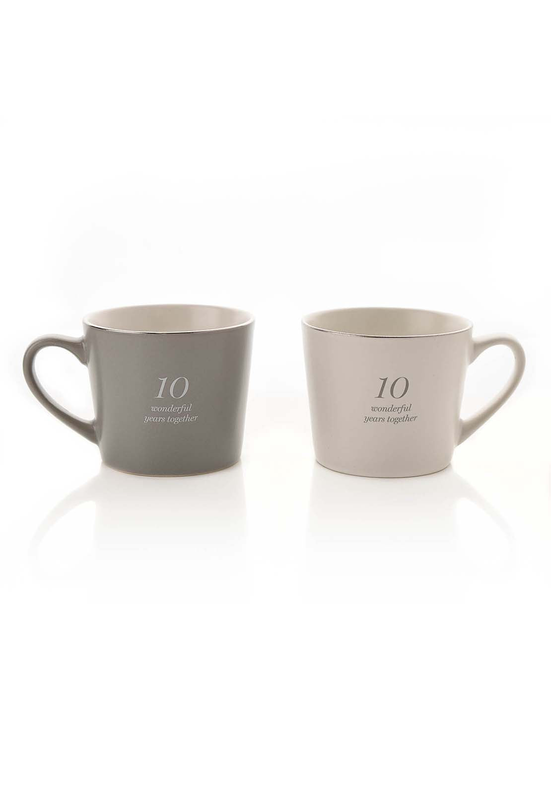 Amore By Juliana Set Of 2 Grey & White Mugs - 10Th Anniversary 2 Shaws Department Stores