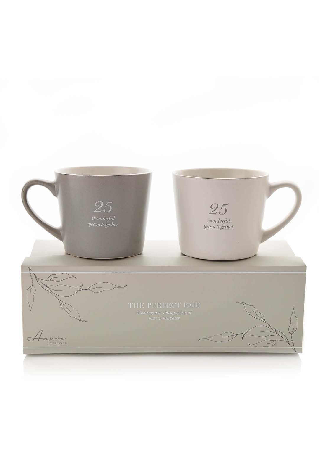 Amore By Juliana Set Of 2 Grey & White Mugs - 25Th Anniversary 1 Shaws Department Stores