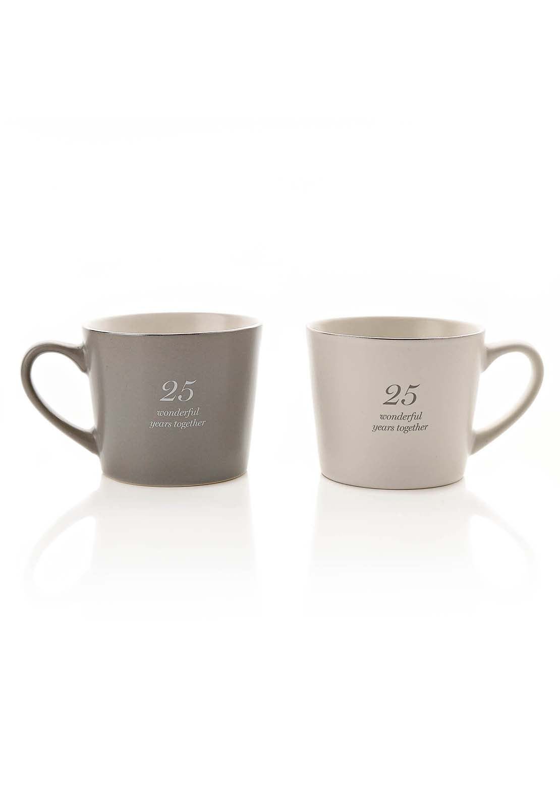 Amore By Juliana Set Of 2 Grey & White Mugs - 25Th Anniversary 2 Shaws Department Stores